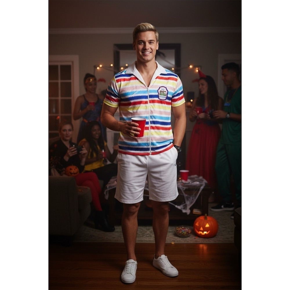 Barbie The Movie Allan Costume Shirt Unisex Adults M/L Striped Front Halloween